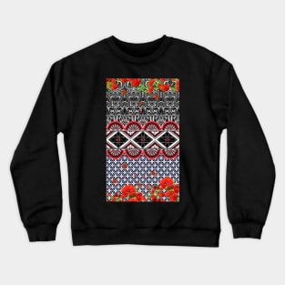 Colorful ethnic motif with red flowers Crewneck Sweatshirt